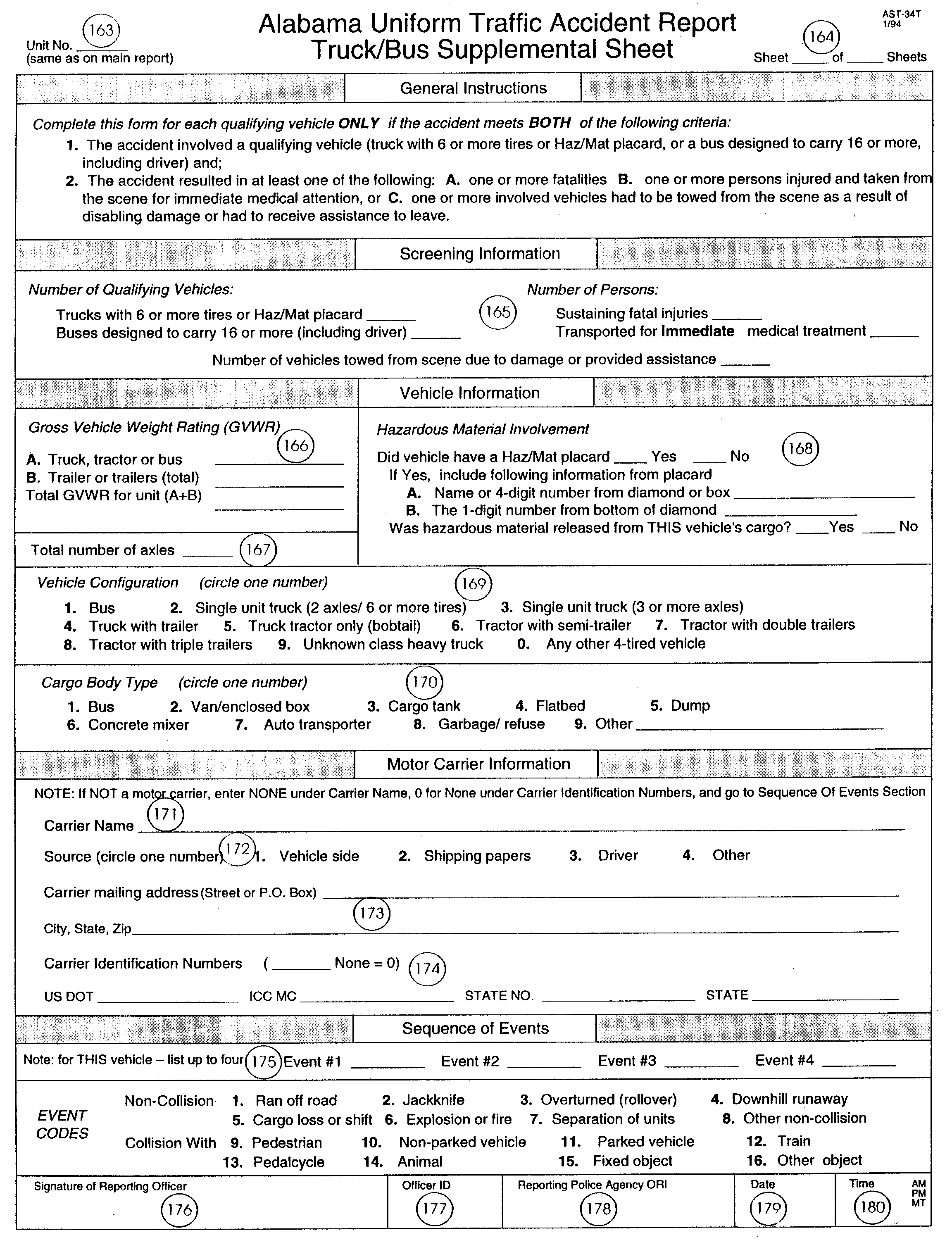 Alabama Police Report Form