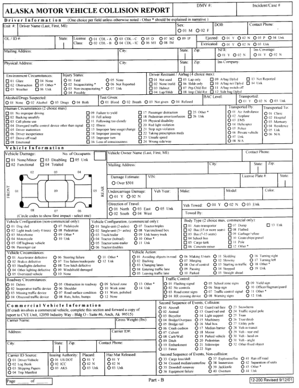 Alaska Police Report Form