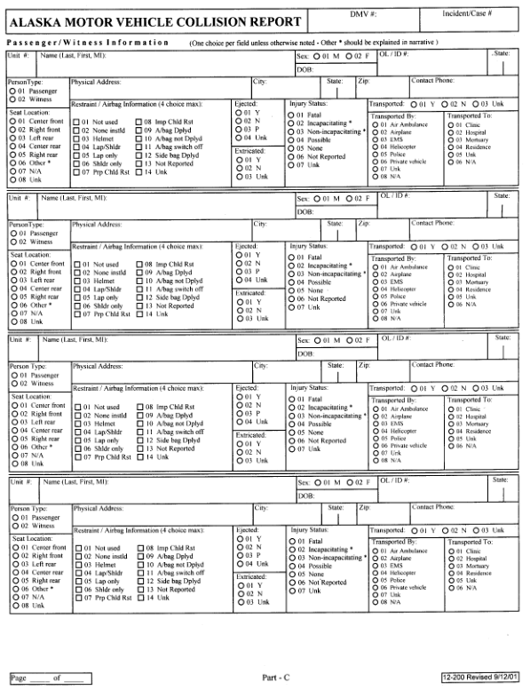 Alaska Police Report Form