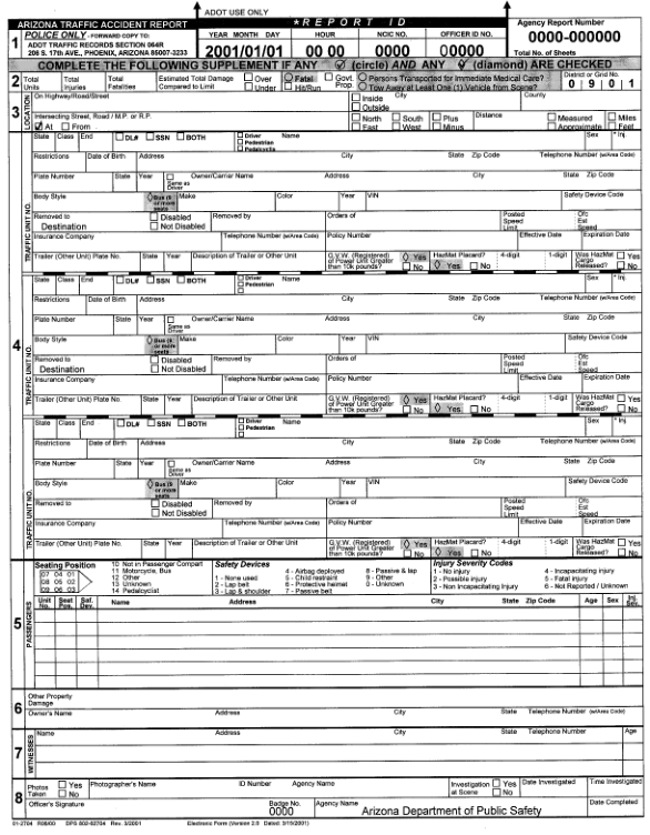 Arizona Police Report Form